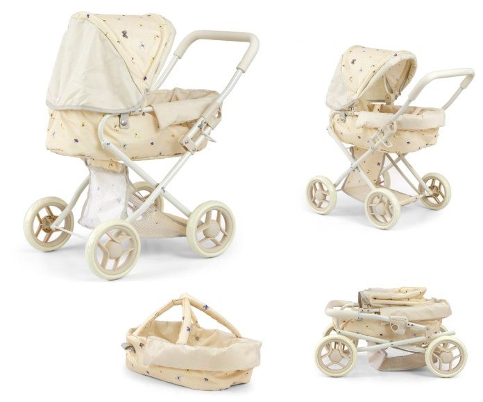 Wózek dla lalek dla dzieci, gondola, składany, Alice Nature Milly Mally 3+